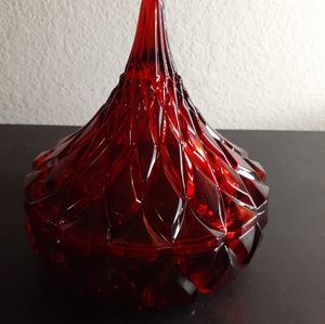 STUNNING Shannon Crystal Hersheys Original Ruby Red 6" Candy Dish.